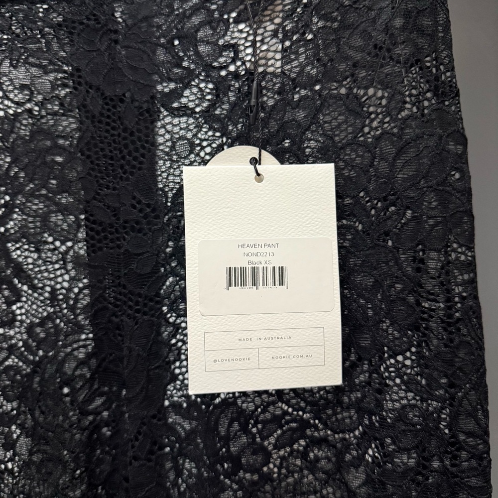 Nookie Black Lace Heaven Pant in Black Grunge Flare Stretch 90s Size XS - Picture 4 of 7